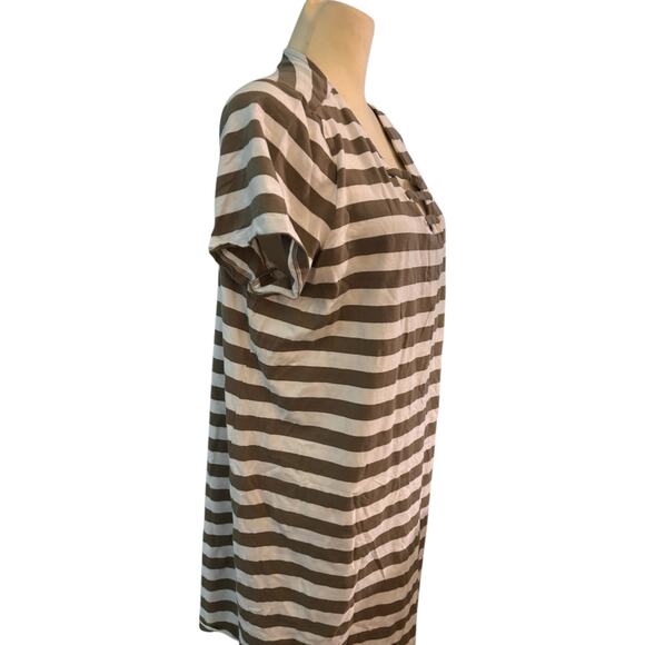 Michael Michael Kors Women’s Size 1X Olive Green Striped Cotton Blend Dress - Picture 2 of 6